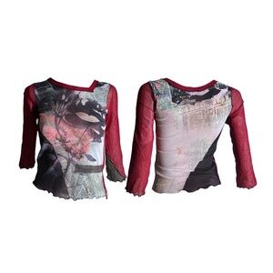 Vintage Cop Copine Roses Mesh Top Archive Euro Y2K